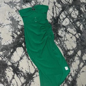 Green slit dress